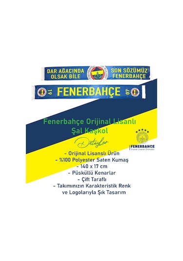 Fenerbahçe Lisanslı Son Sözümüz Fenerbahçe Şal Atkı Ve Hybrt Tükenmez Kalem Set Kanarya Baskılı Ahşap Kutulu Sarı - Lacivert