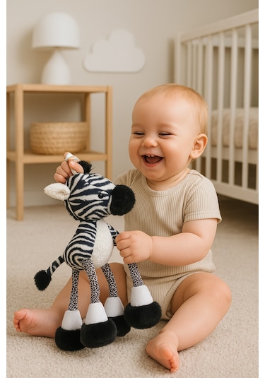 Sevimli Zebra Aktivite Oyuncağı Puset Ve Bebek Arabalarına Takıla Bilir
