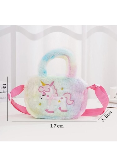 Maoyaya Karikatür Kare Peluş Omuz Çantası, Çocuk Sevimli Kız Çanta Sarı Renk Çok Renkli