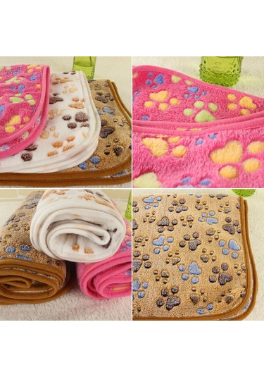 Geekyou Köpek Ve Kedi İçin Mükemmel Konfor: Koral Yün Peluş Battaniye, Beyaz Tırnak Desenli, 60x40 Cm S Boyutu - Evcil Hayvan Malzemesi