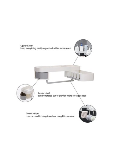 Novahub Pratik Duvardan Montajlı Plastik Raf - Banyo & Mutfak Organizasyonu İçin Diğer