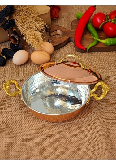 Modabakır Bakır Tava Kapaklı 14 Cm Model:55698s Bakır