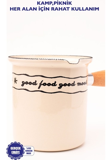 Mood Emaye Ahşap Saplı Cezve 500ml-6 Kişilik