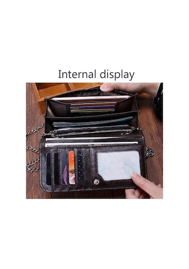 Wondernest Bayanlar Yılan Doku Baskı Debriyaj Çanta Zincirli Uzun Kolay Kullanım Crossbody Çanta Gri Gri