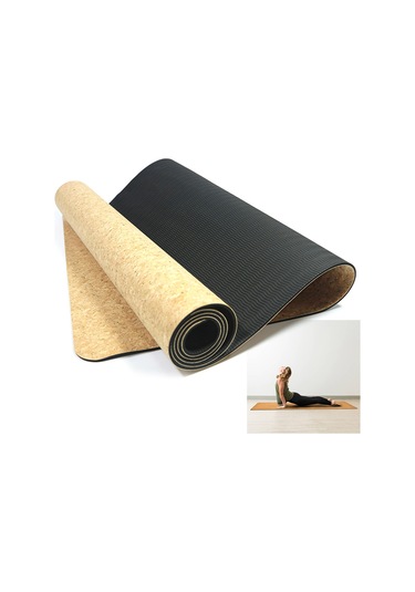 Ranyeek Doğal Kork + Tpe Dalgalı Taban Antipatlama Fıtnes Matı - 183x68x0.5cm Işıklı Yüzey, İyi Tutuculuk Sağlar Çok Renkli