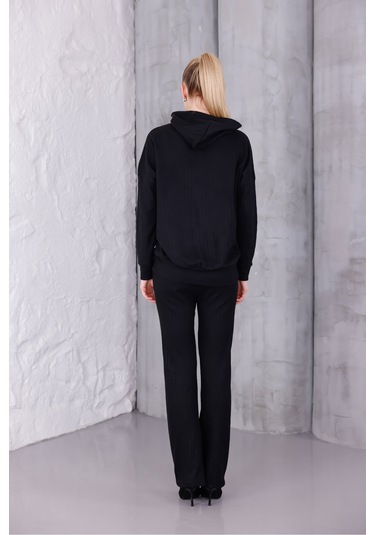 Kadın Oversize Kapüşonlu Takım Siyah