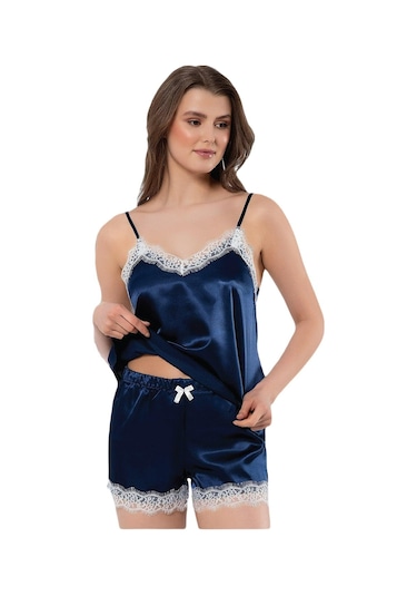 Faal Dantelli Saten Şort Takım 3104 001