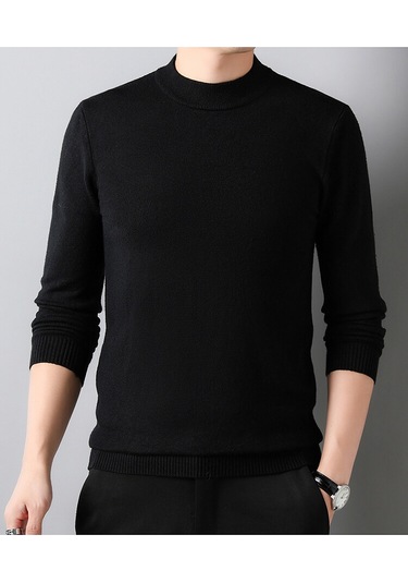 Kışın Yeni Yarım Balıkçı Yaka Sıcak Günlük Düz Renk Erkek Kazağı Yeşil