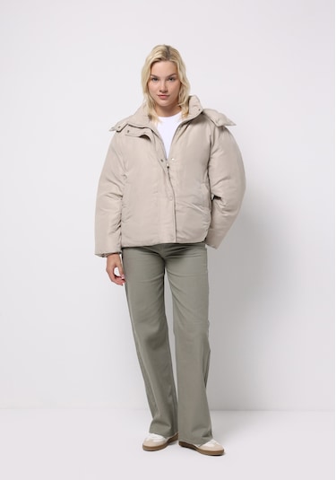 Colins Regular Fit Kapüşonlu Fermuarlı Astarlı Çıkarılabilir Kapüşonlu Kadın Bej Mont Cl1076419 Q1.v1 Beı Bej