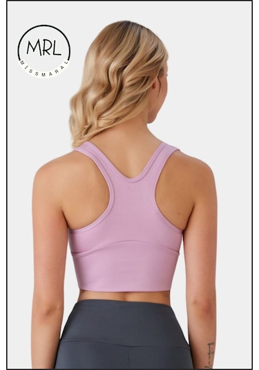 Kadın Lila Renk Sporcu Sütyeni Pedli Likralı Destekleyici Su Sporları Koşu Fitness Dans Sports Bra Lila