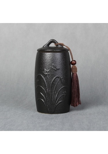 Sones Orkide Desenli Seramik Çay Kutuları Depolama Tankları Seramik Çay Takımı Çay Töreni Aksesuarları Siyah