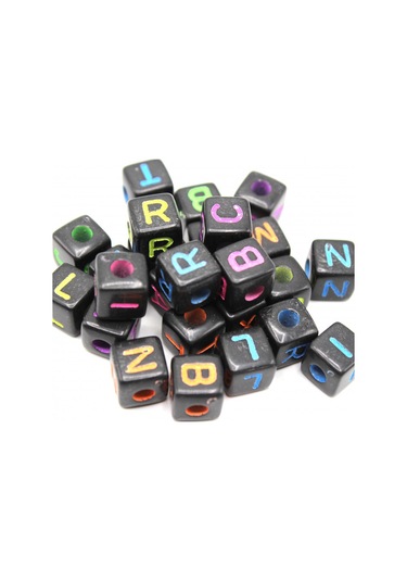 Harf Boncuk Akrilik Küp 10 Mm 250 Gr Siyah