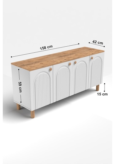 Bohem Konsol Mdf Kapak Ceviz - Beyaz