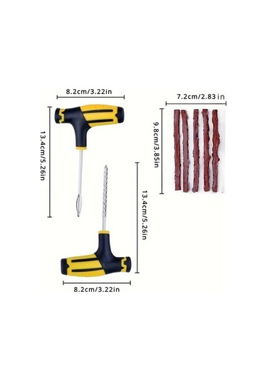 Fastbuy Turcoshop11 Araç Ve Motosiklet İçin Komple Lastik Tamir Seti - Sarı Set 23 Delik Onarım Yedek Takımı