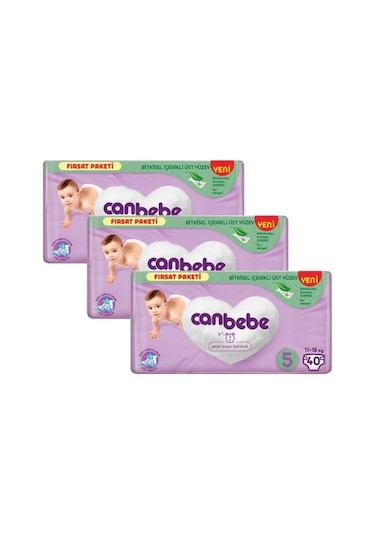 Canbebe Bebek Bezi Fırsat Paketi 5 Beden Junior 11-18kg 40 Adet 3'lü