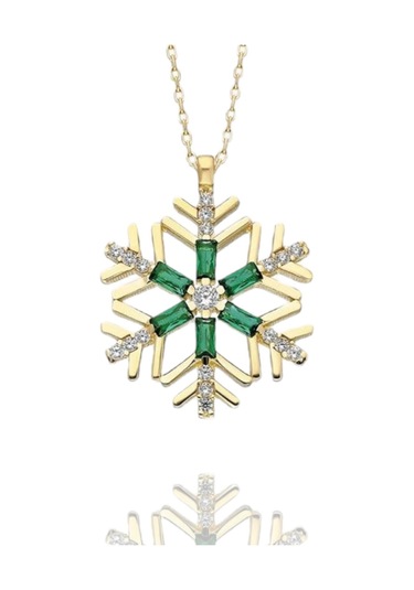 Zümrüt Baget Taş Özel Tasarım Kartanesi 14 Ayar Altın Kolye