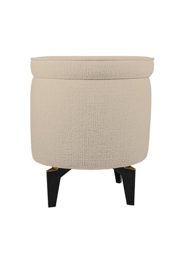 Gazzini Furniture Rio Retro Ayaklı Sandıklı Silindir Dekoratif Puf - Krem