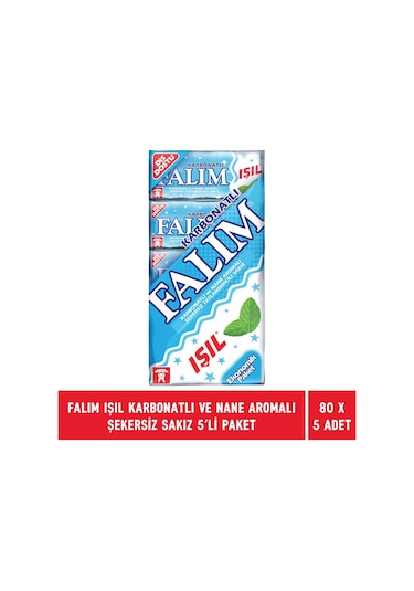 Falım Işıl Karbonatlı Ve Nane Aromalı Şekersiz Sakız - 80 Adet