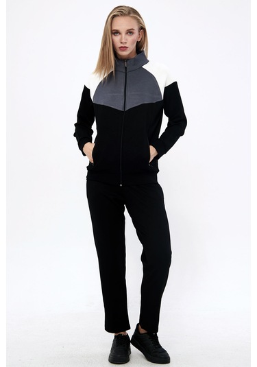 Trendhill Kadın Siyah Modal Scuba Eşofman Takım Edy5543s Siyah