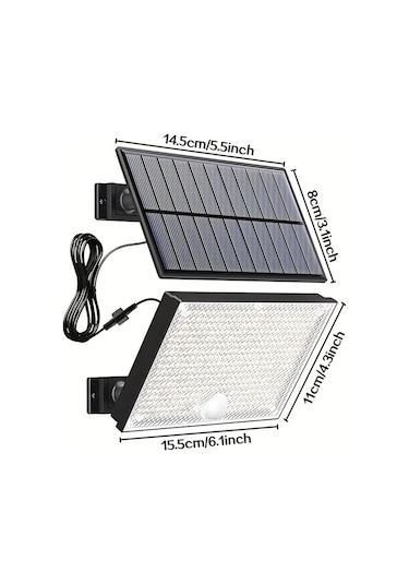 Xuweiwei Dış Mekan Solar Aydınlatma Beyaz Işık 400 Led Hareket Sensörlü Bahçe Duvar Lambası 120 Derece 5 Metre Kablo Beyaz Işık