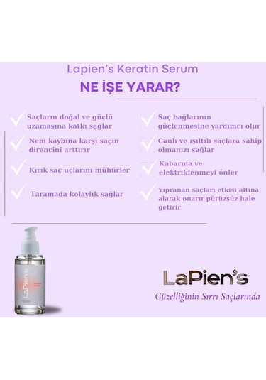 Lapien's İnce Telli Zayıf Saçlar İçin Besleyici Güçlendirici Keratin Serum 100 ML