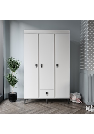 Patiko Rose 3 Kapaklı Dolap Beyaz