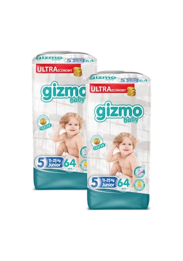 Gizmo Bebek Bezi Ultra Eco Paket 5 Numara Junior 128 Adet 5 Numara