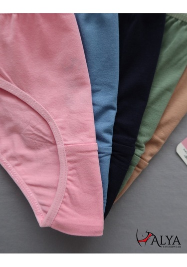Alya Underwear Kız Çocuk Kalpli Dokuma Lastik Pamuklu Kumaş Slip Külot 5'li Paket 5 Adet Beyaz Multicolor-x19