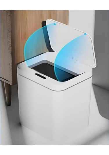 18 Litre Sensörlü Otomatik Çöp Kovası Ofis Mutfak Banyo Balkon Çöp Kovası Beyaz