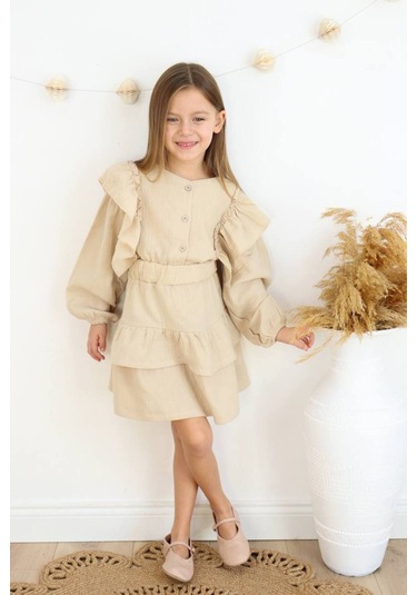 Bayramlık Detay 2 Li Etekli Takım Ekru