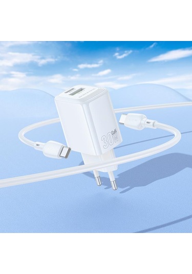 Borofone Bn29 Fuente Pd30w + Qc3.0 Şarj Seti 1m Tip-c Tip-c Kablosu İle, Fiş Tipi: Ab Fiş Beyaz Beyaz