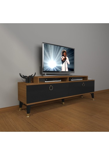 Decoraktiv Ekoflex 4 Mdf Gold Tv Ünitesi Tv Sehpası Ceviz - Siyah