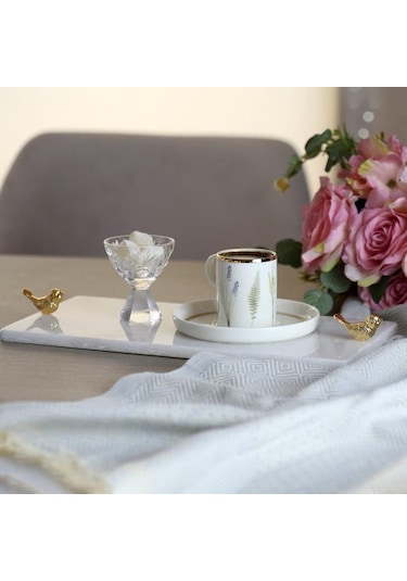 Akayev Mermer Beyaz 30X15 CM Altın Kuş Sunum Tabağı