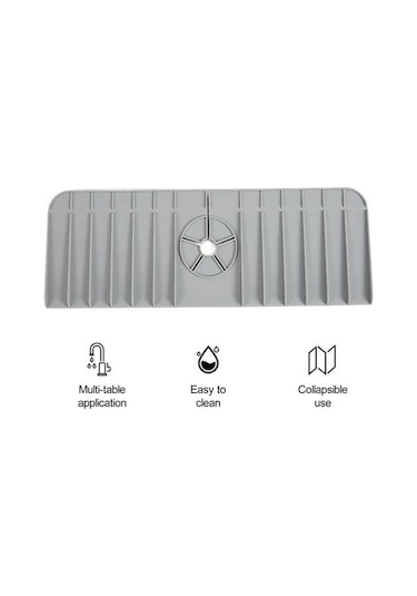 Siyah Çok Fonksiyonlu Silikon Mutfak Drenaj Mat Sıçramaya Dayanıklı Musluk Drenaj Mat Kaymaz Katlanabilir Lavabo Yüzey Koruyucu