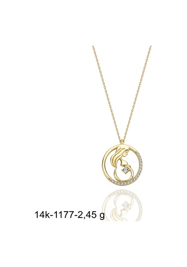 MaGold Yenidoğan Bebek Hamile Anne 14 Ayar Altın Kolye Altın