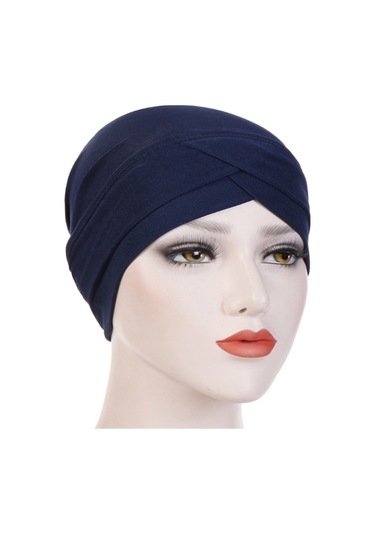 Yystore Dişi Hijab Muslim Hat Elastic Fabric Baz Bone Zqs1590 Mavi