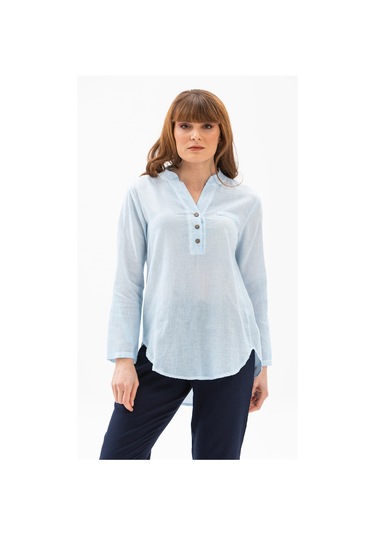 Uzun Kol Şile Bezi Akasya Bluz Buz Mavi Bmv Buz Mavi