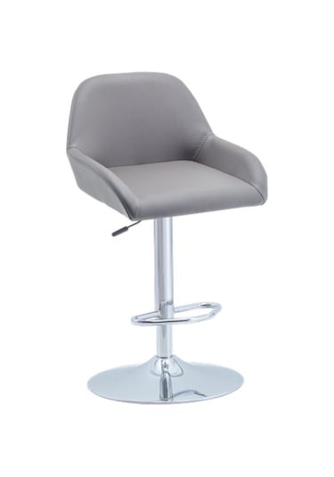 Aramis Gri Deri Bar Sandalye Gri