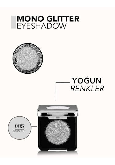 Flormar Mono Yüksek Pigmentli & Doğal Işıltılı Kompakt Göz Farı 005 Star Light