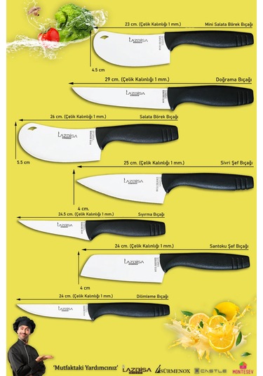 Eco Serisi Mutfak Bıçak Seti Et Sebze Börek 7 Li Set Mft-8573 Siyah