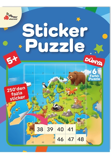 Playever Sticker Puzzle - Dünya, Çıkartmalı Yapboz Etkinlik Kitabı
