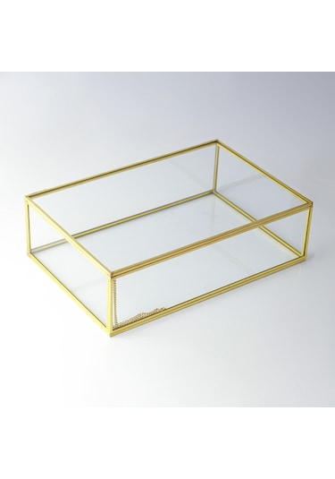 Cam Kutu Pirinç & Gold 35x25x5cm