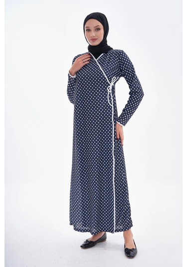 Puantiyeli Yandan Bağlamalı Namaz Elbisesi-21009 Gül Kurusu