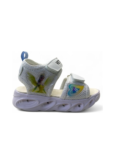 129 Kız Bebek Hafif Işıklı Sandalet Beyaz