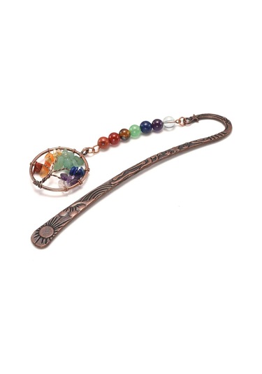 Bronz Metal Yıldız, Ay Ve Güneş Ayracı 7 Çakra Boncuğu İle - Tr