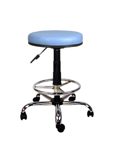 Bürocci Metal Ayaklı Yüksek Tabure-Mavi Deri - 2999T0119