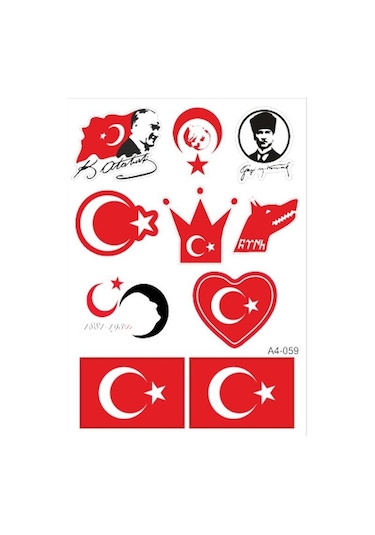Sevenkardeşler Atatürk - Türk Bayrağı A4 Sticker 059 Tek Paket Ço