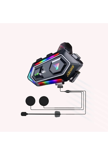 Leeways Y20 Bt5.3 Motosiklet Kask Kulaklık Intercom Işıklı Motorsiklet Interkom