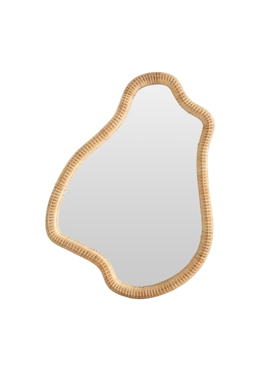 Mudo Home Larına Hasır Duvar Aynası 60x4x80 Cm Bej