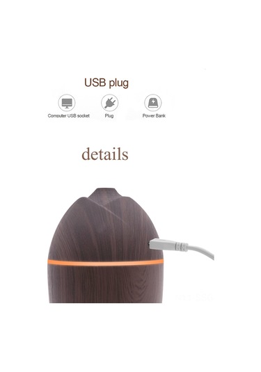 Springsun Mini Usb Hava Nemlendirici, 7 Renkli Işık, 200ml Tank, Otomatik Kapanma, Masaüstü-araç-ofis, Hafif Ahşap Desenli